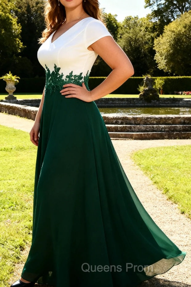 White Green A Line V Neck Appliqued Mother Of The Bride Dresses Secondary image
