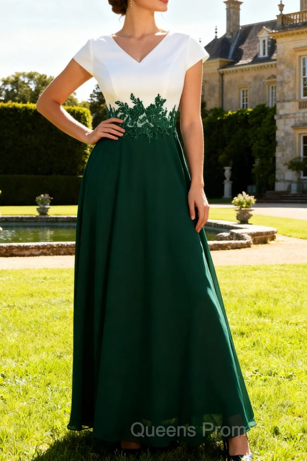 White Green A Line V Neck Appliqued Mother Of The Bride Dresses Main image