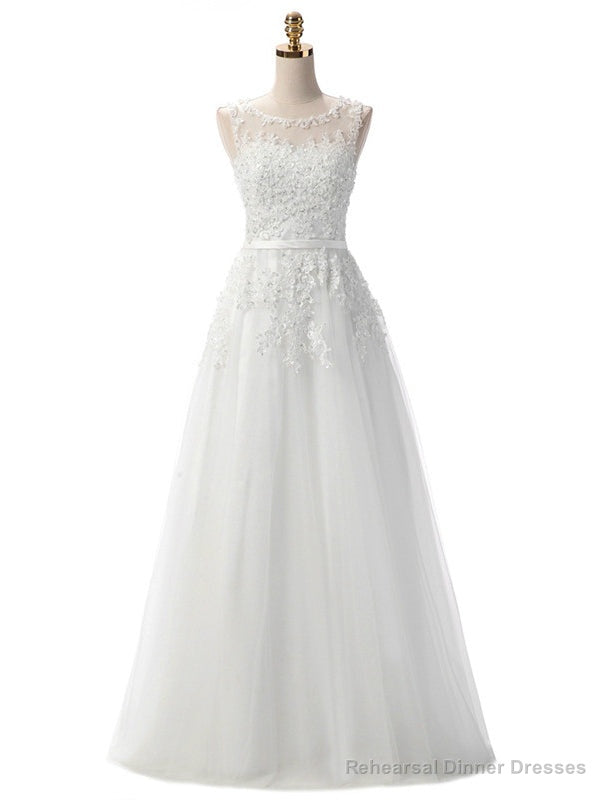 White Lace Beading Scoop Sleeveless Bridesmaid Dress Main image