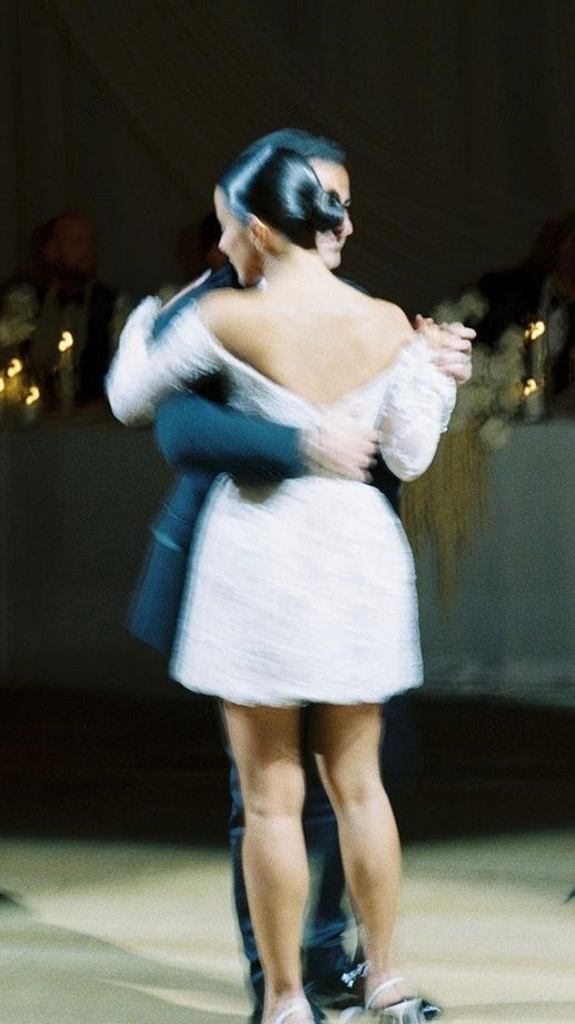 White Lace Bridal Dress, Long Sleeves Mini Wedding Gown,
