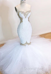 White Lace Mermaid Sweetheart Simple Wedding Dress for Sale