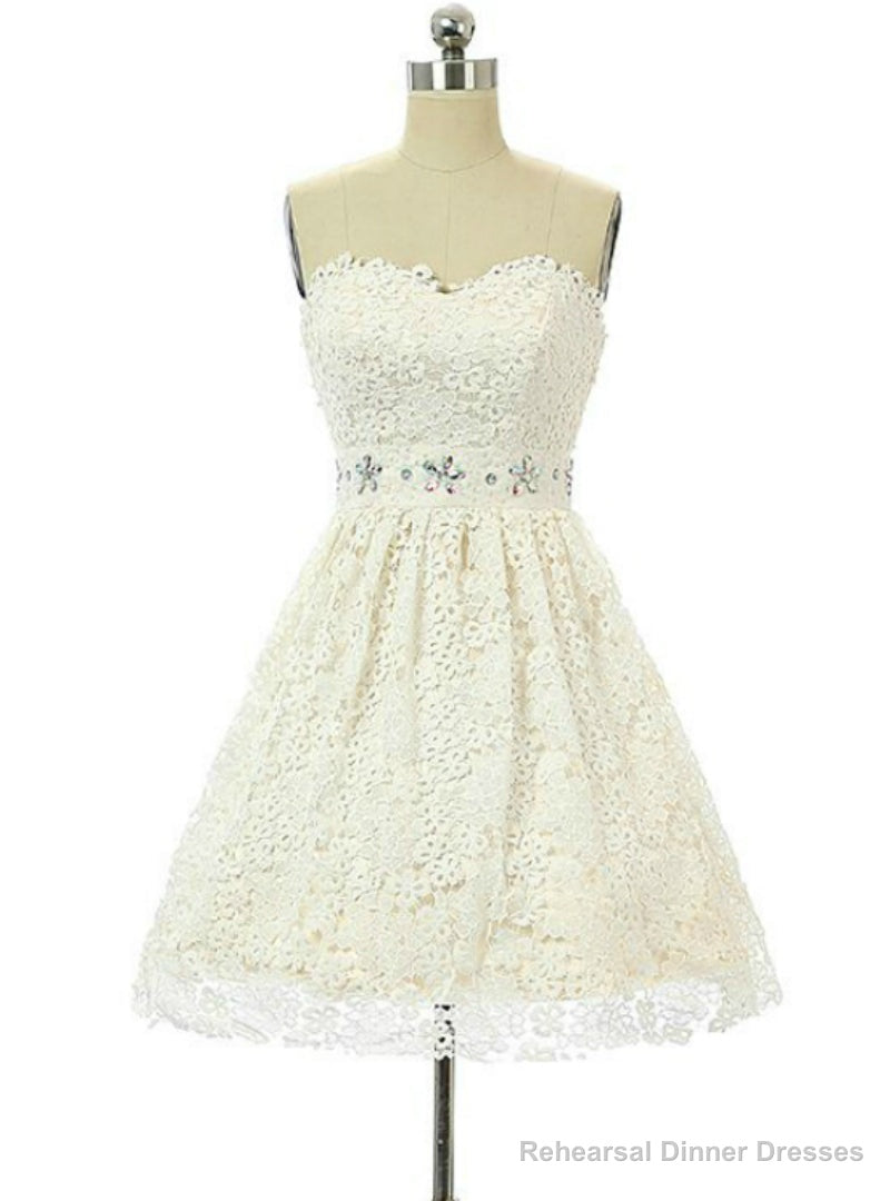 White Lace Sweetheart Homecoming Dress Main image