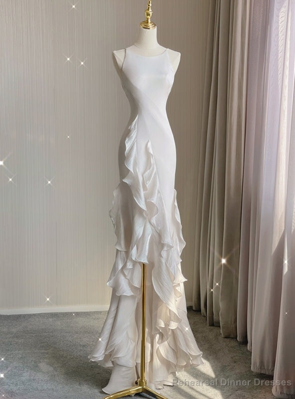 White Mermaid Halter Prom Dress Main image