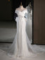 White Mermaid Sequins Appliques Off the Shoulder Wedding Dres