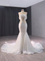 White Mermaid Sequins Beading See Through Wedding Dress
