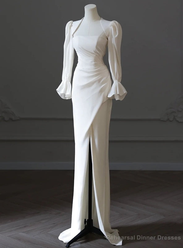 White Mermaid Strapless Pleats Wedding Dress With Jacket Main image