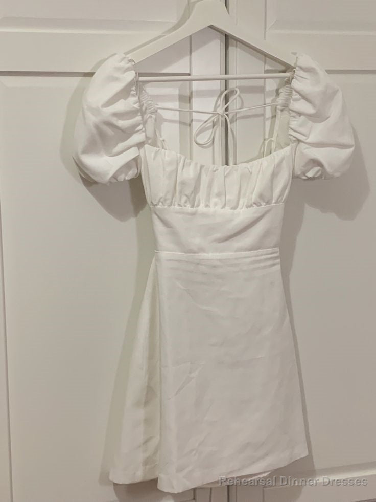 White Mini Dress, Summer Party Dress Homecoming Dress Main image