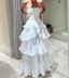White Multi-Layer Classy Evening Dress Long White Classy Prom Gown