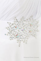 White One Shoulder Chiffon Pleats Beading Bridesmaid Dresses
