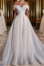 White Organza Long Evening Prom Dress, White Long Evening Dress