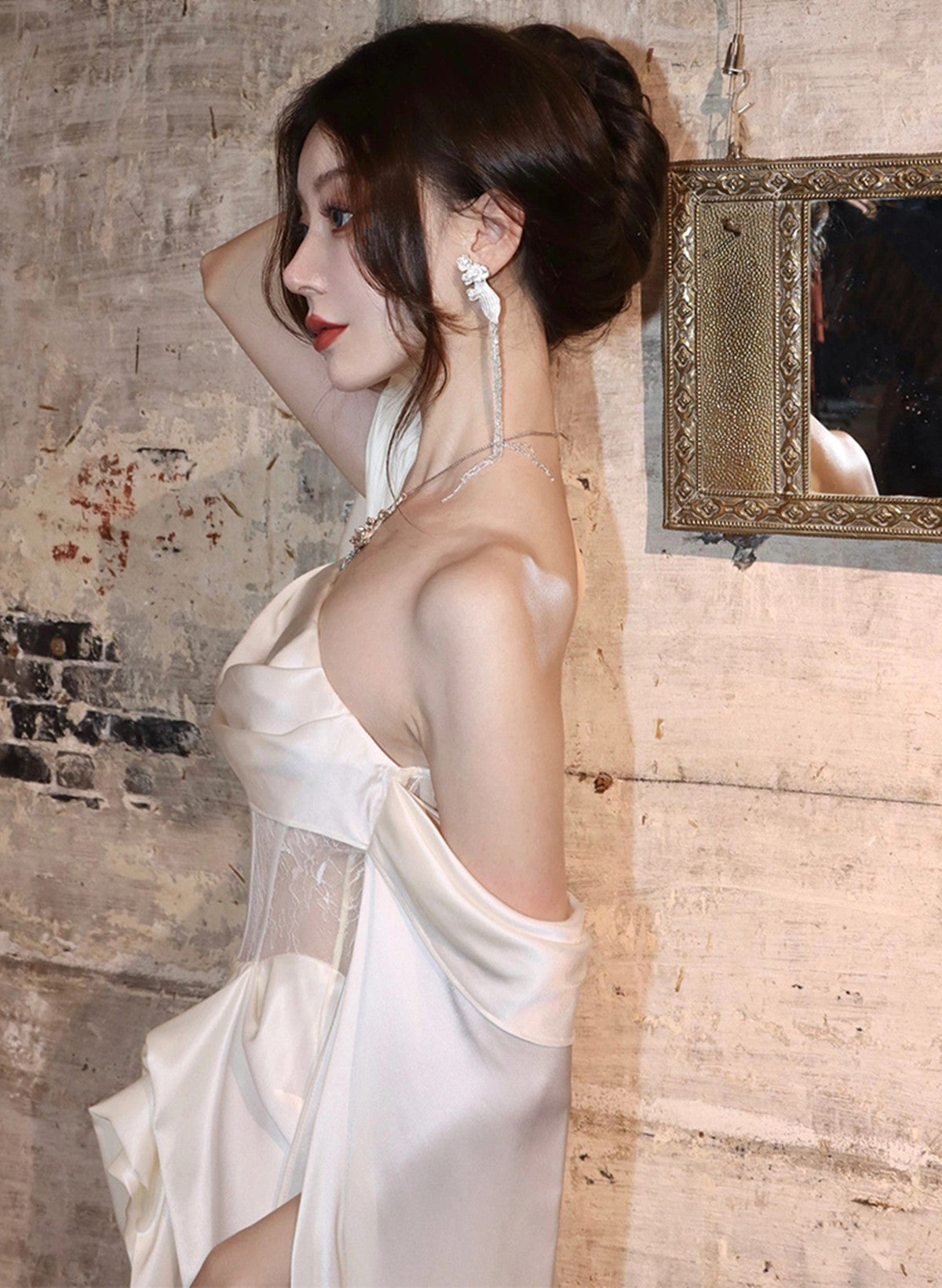White Satin A-Line Long Scoop Long Classy Evening Dress, White Satin Classy Prom Dress