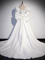 White  Satin Long Classy Prom Dress, White Long Prom Dress