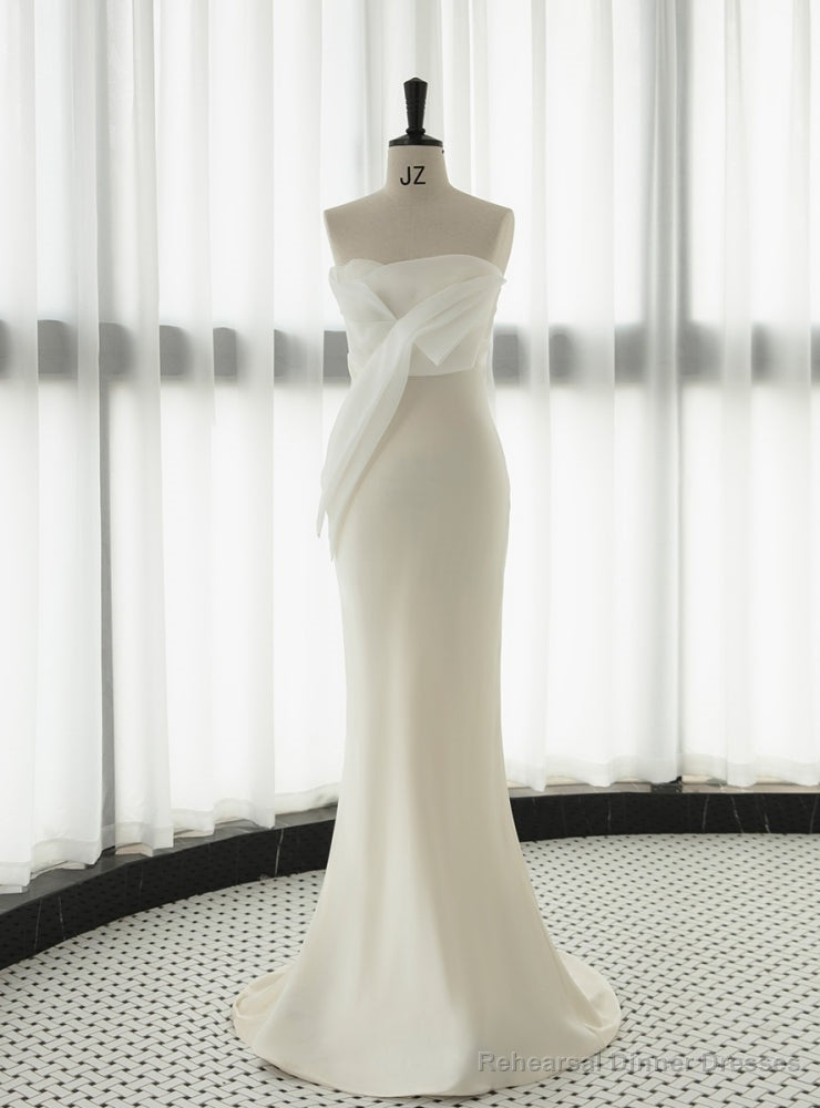 White Satin Mermaid Wedding Dress Main image