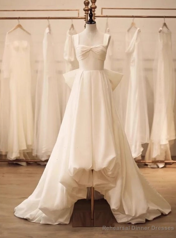 White Satin Straps  Wedding Dress Main image