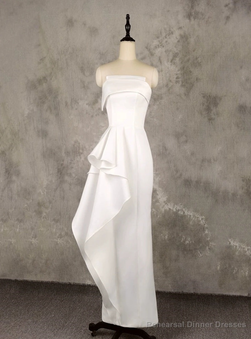 White Sheath Strapless Wedding Dress Main image