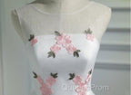 White Short Cute Graduation Party Dress , Lovely Evening Prom Dress , Formal Dress Tulle With Flowers