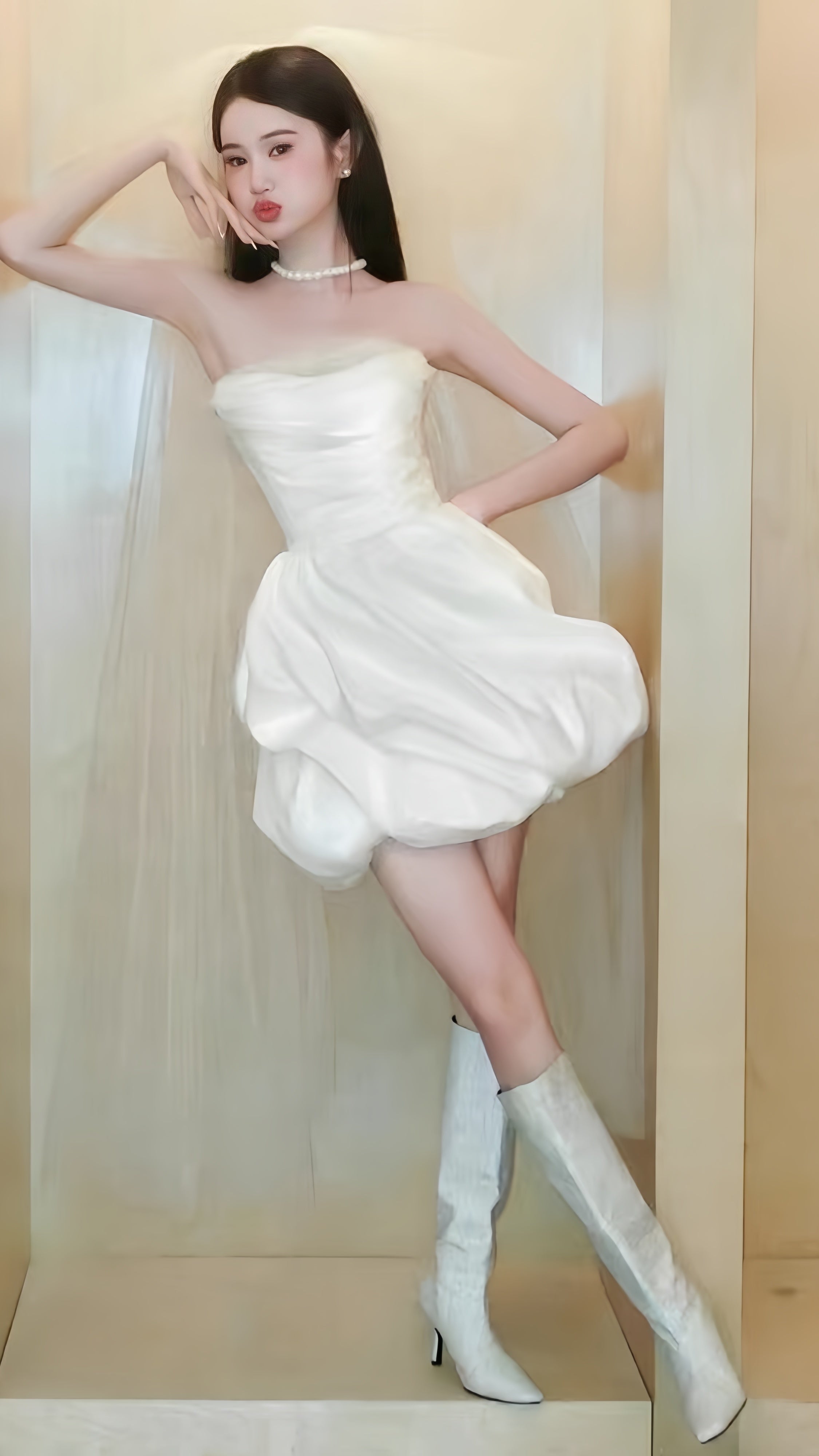 White Short Wedding Dress Satin Bridal Dress