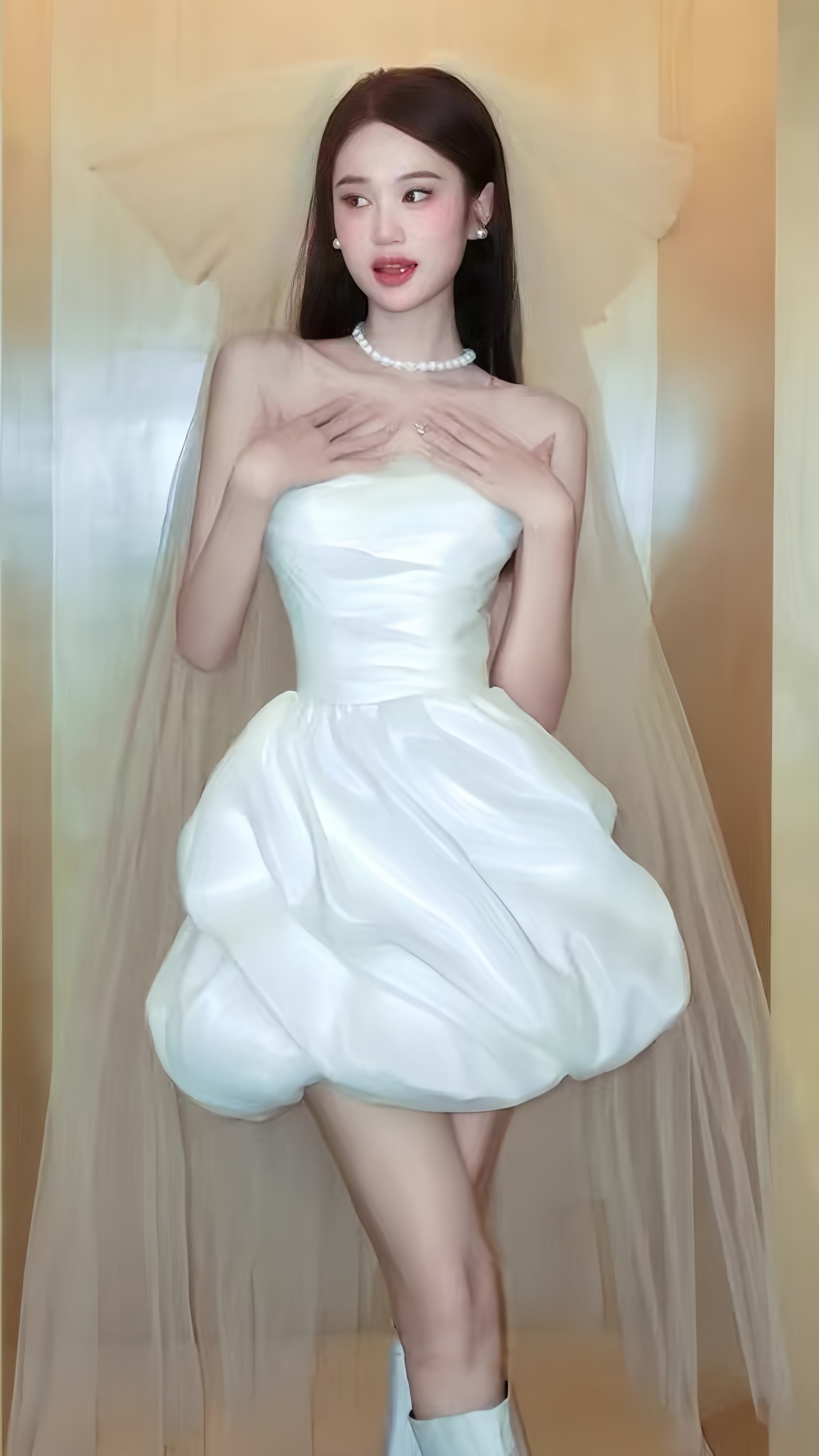 White Short Wedding Dress Satin Bridal Dress