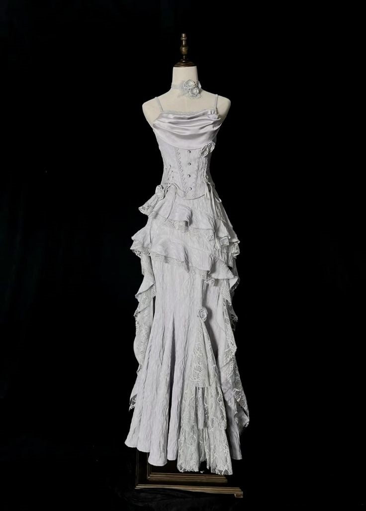 White Retro Fashion Elegant Long/Short Lace Homecoming Dress Classy Prom Dress Classy Evening Gown
