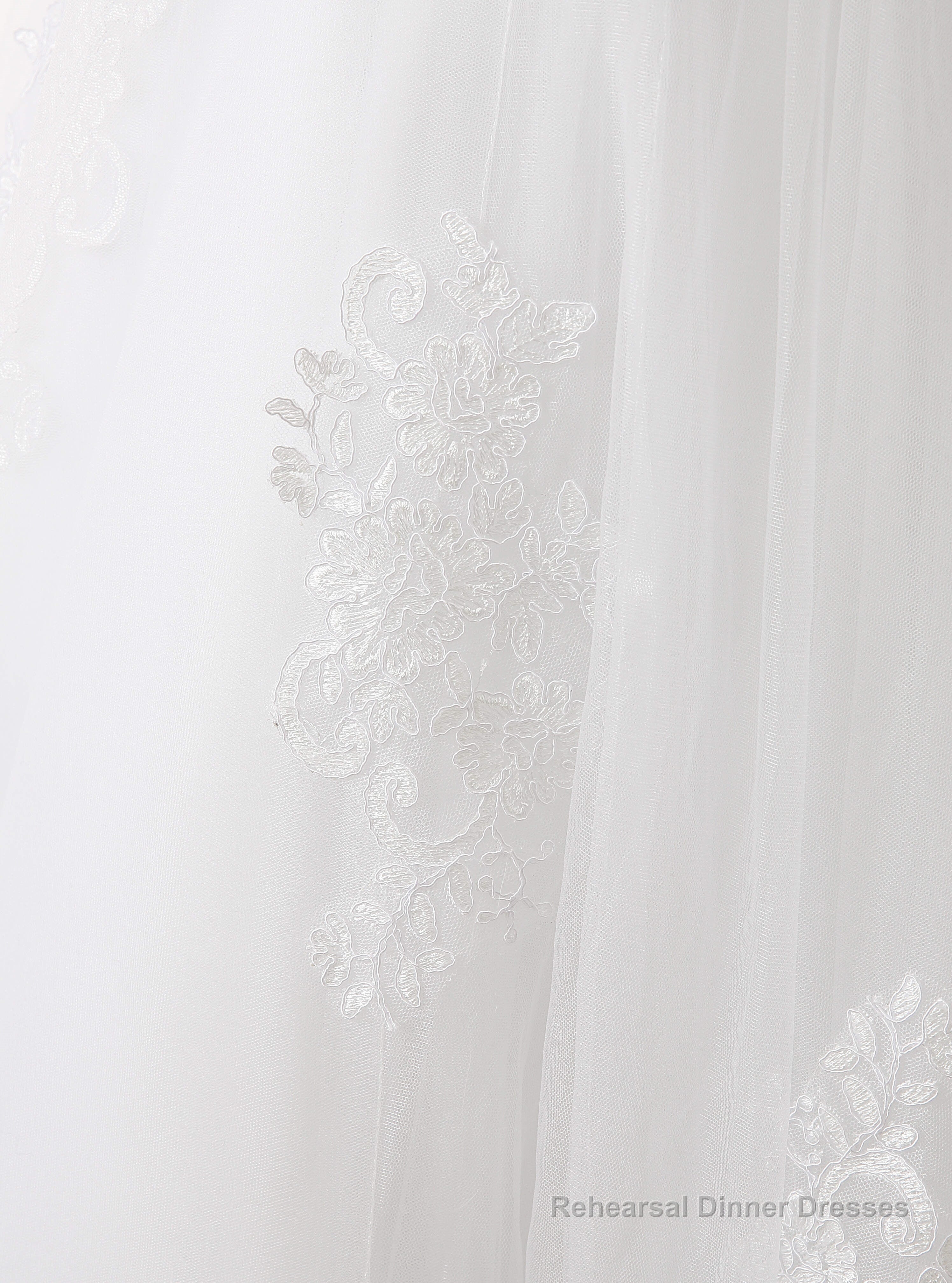 White Tulle Lace Strapless With Sash Wedding Dresses