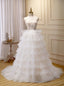White Tulle Spaghetti Straps Flower Wedding Dress