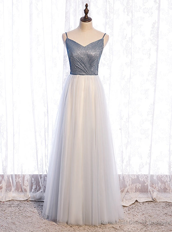 White Tulle Spaghetti Straps Prom Dress Main image