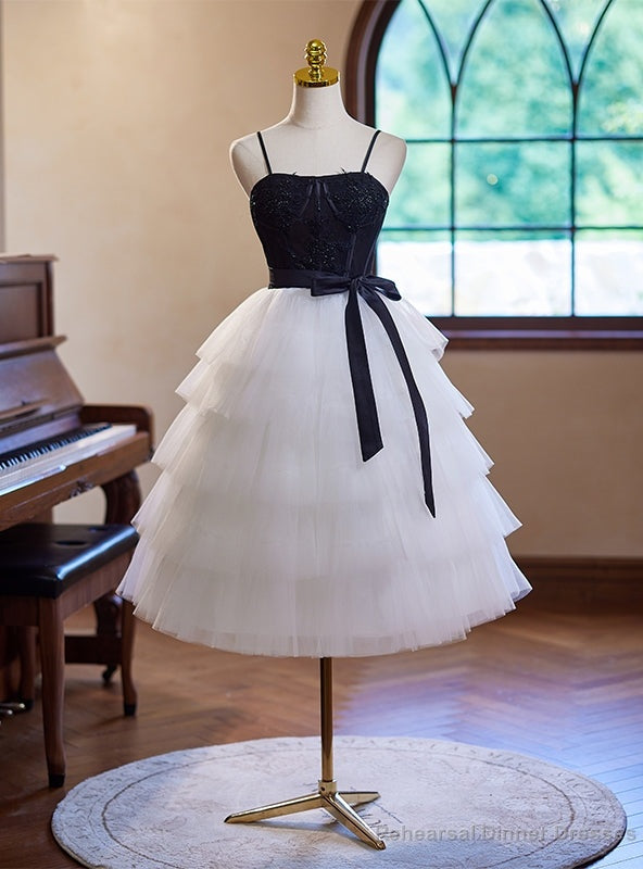 White Tulle Tiers Spaghetti Straps Homecoming Dress Main image