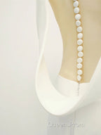 White v neck long Evening Prom Dress, white evening Dress