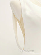 White v neck long Evening Prom Dress, white evening Dress