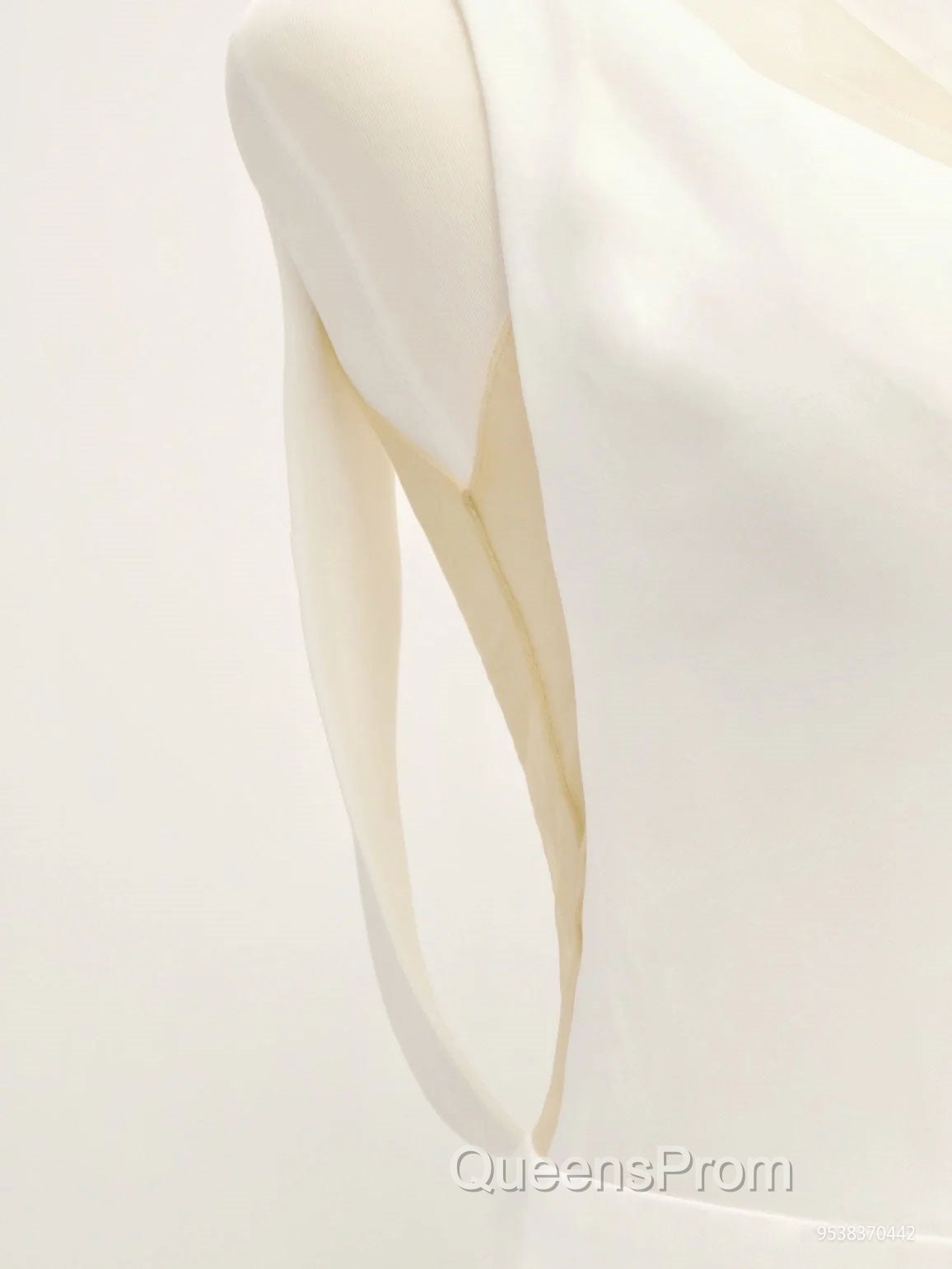 White v neck long Evening Prom Dress, white evening Dress