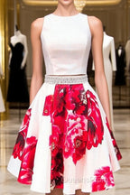 Whte V-Neck Short Homecoming Dress