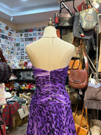 Wild Purple And Black Leopard Print Mermaid Strapless Chiffon Long Classy Prom Dress