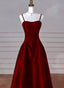 Wine Red A-Line Straps Satin Long Party Dress, Wine Red Long Classy Prom Dress Classy Evening Dress