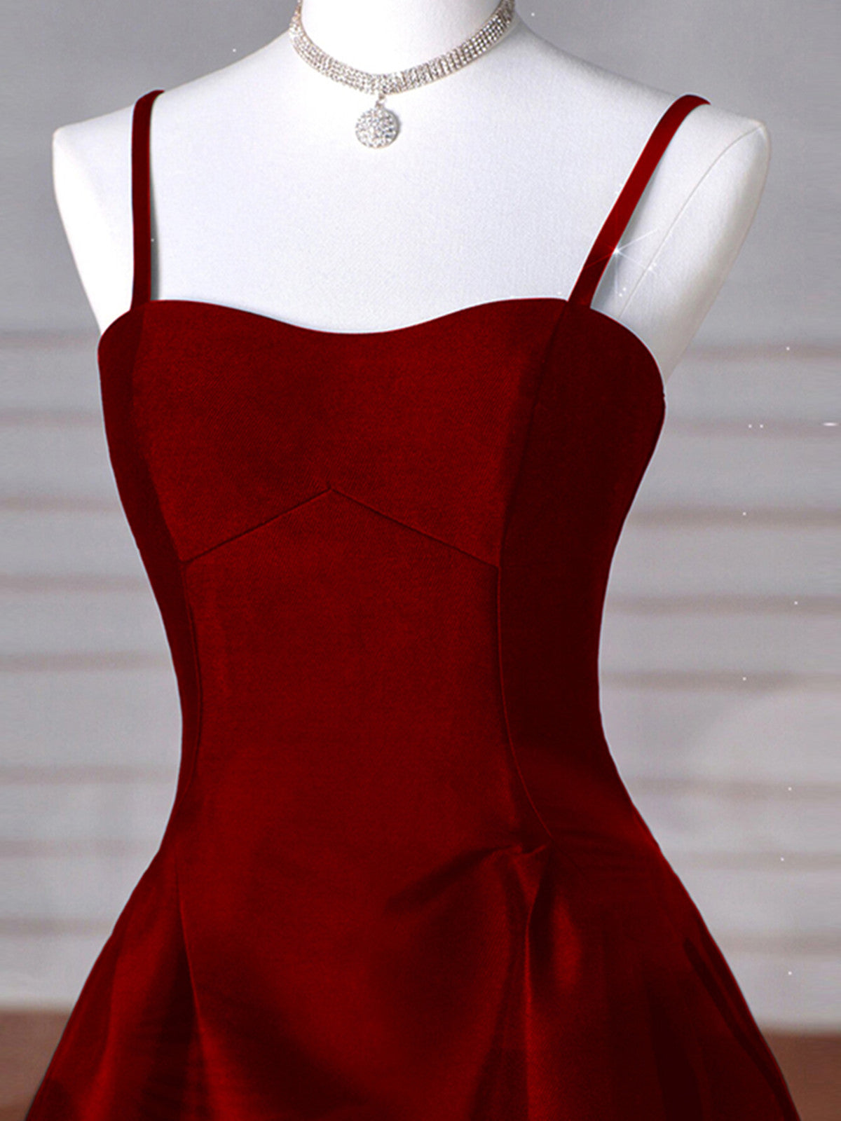 Wine Red A-Line Straps Satin Long Party Dress, Wine Red Long Classy Prom Dress Classy Evening Dress Secondary image