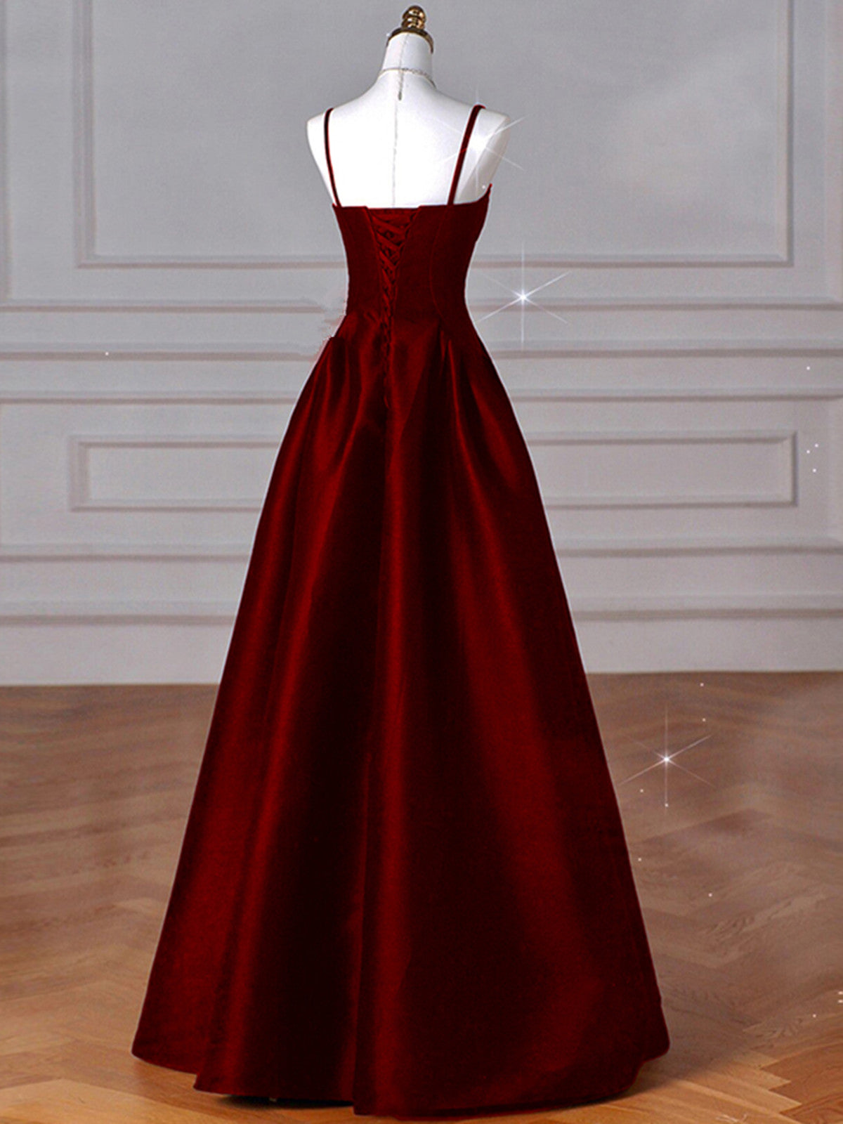 Wine Red A-Line Straps Satin Long Party Dress, Wine Red Long Classy Prom Dress Classy Evening Dress
