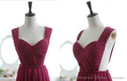 Backless Wine Red/Burgundy Chiffon Prom Dress/Bridesmaid Dress