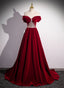 Wine Red Off Shoulder Beaded Long Velvet Party Dress, Wine Red Classy Prom Dress