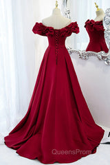 Wine Red Off Shoulder Sweetheart Long Party Dress, Wine Red Evening Prom Dress Evening Dress
