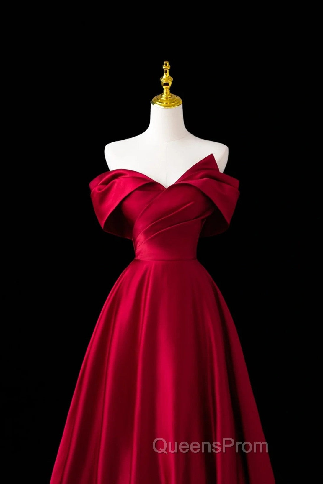 Wine Red Satin A-Line Evening Prom Dress, Wine Red Evening Dress Formal Dress Secondary image