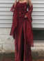 Wine Red Long Spaghetti Straps Simple Classy Prom Dress, Wine Red Long Classy Dress
