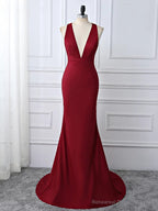 Wine Red Spnadex Sexy Cross Back Mermaid Long Party Dress, Wine Red Evening Gown