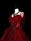 Wine Red Sweetheart Beaded Tulle Classy Dress, Off Shoulder Sweet 16 Dress