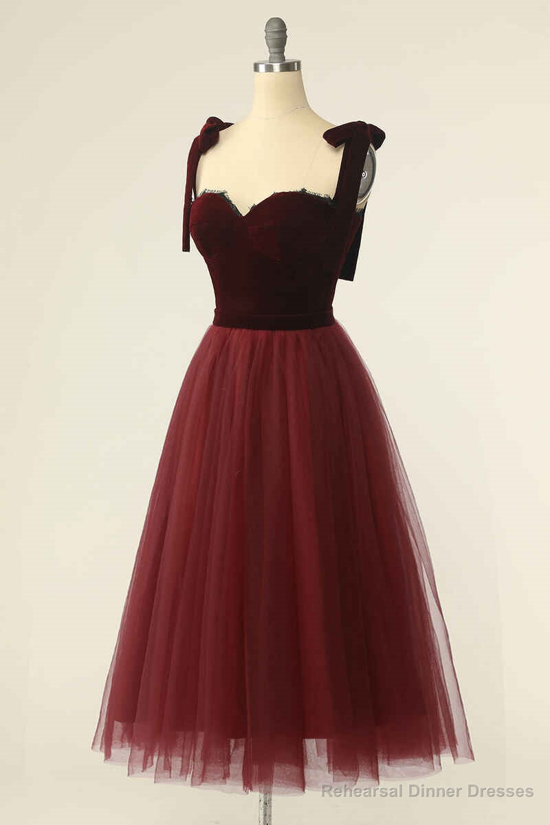 Wine Red Sweetheart Tie-Strap A-Line Short Prom Dress Main image