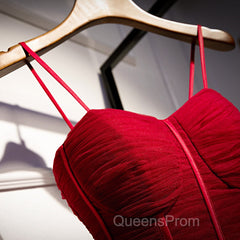 Wine Red Tulle Straps Long Sweetheart Party Dress Formal Dress, A-Line Dark Red Evening Dress