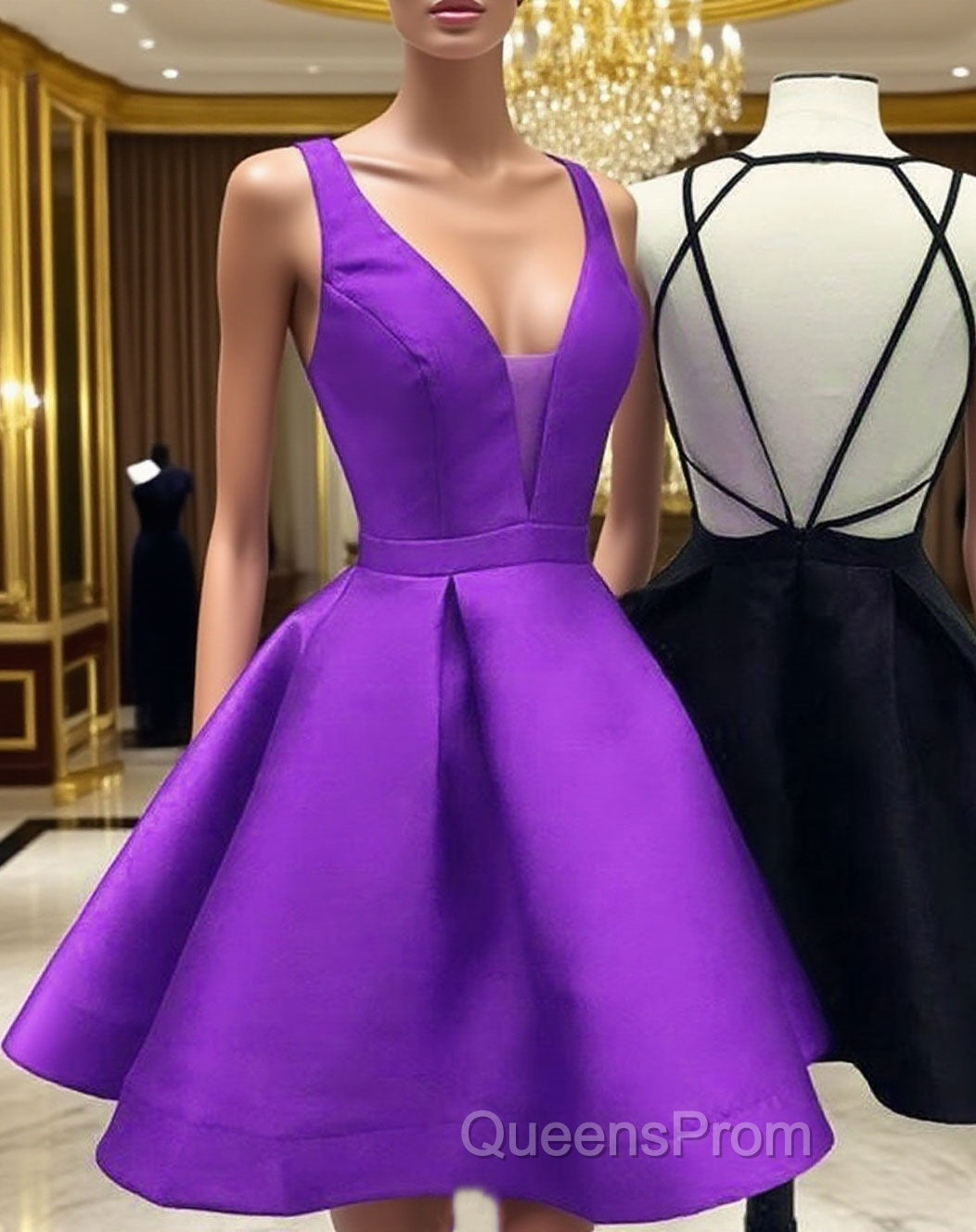 Womens Strappy Back Homecoming Dress Short Evening Prom Gowns Main image