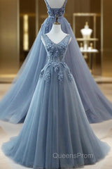 WomenS Tulle Evening Dress Appliques Long Evening Prom Dress H3818