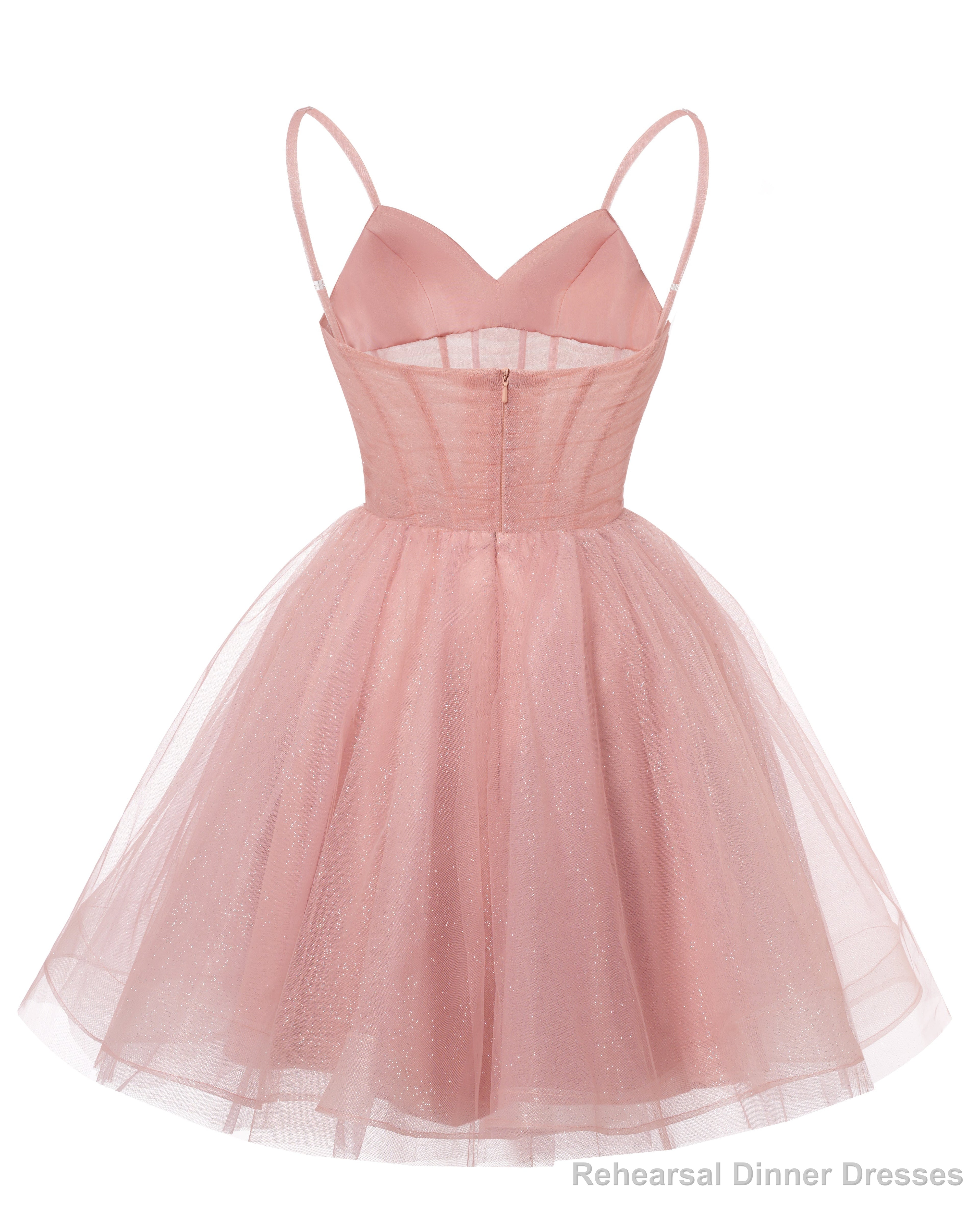 Womens V Neck Tulle Spaghetti Straps Yellow Homecoming Dresses with Corset Back Short Prom Gowns for Teens