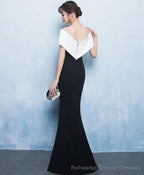 Mermaid White And Black Long Prom Dress Formal Dress