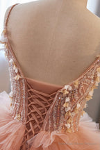 Beautiful Tulle Layers Long Prom Dresses, A-Line Spaghetti Straps Evening Dresses