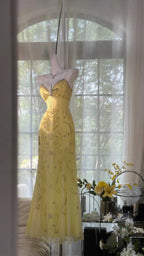 Yellow Beaded Classy Evening Dress Unique Long Classy Prom Dress